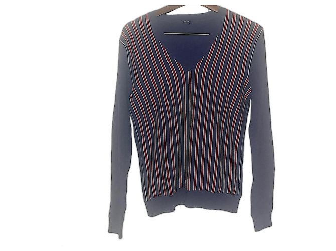 Authentischer Gucci Tom Ford Merinowoll-Web-Pullover Rot Blau