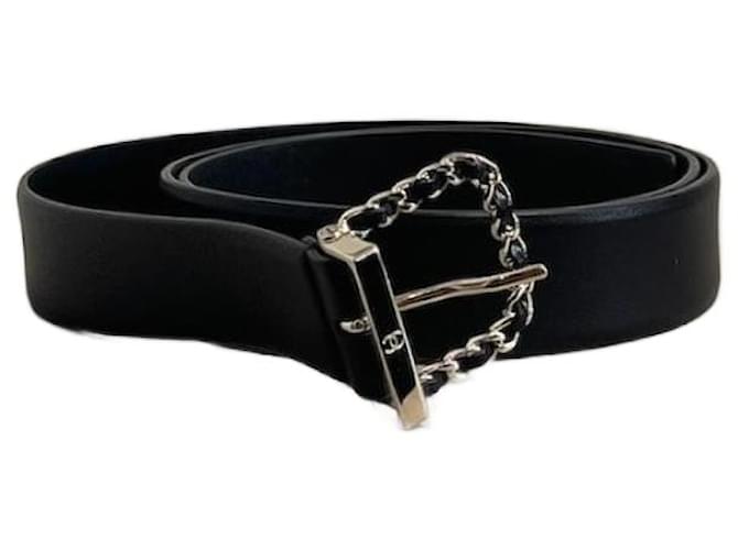 お洒落なレザーリボン♪【CHANEL】25SS ベルト ブラック CHANEL Belts T.cm 85 Leather Black ref.1751064 - Joli Closet