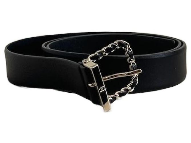 CHANEL Belts T.cm 85 Leather Black