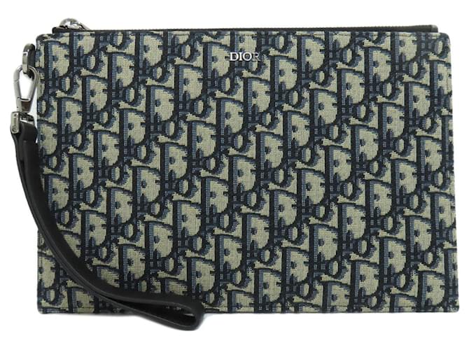 Christian Dior Trotter Pattern Pouch Navy blue Cloth ref