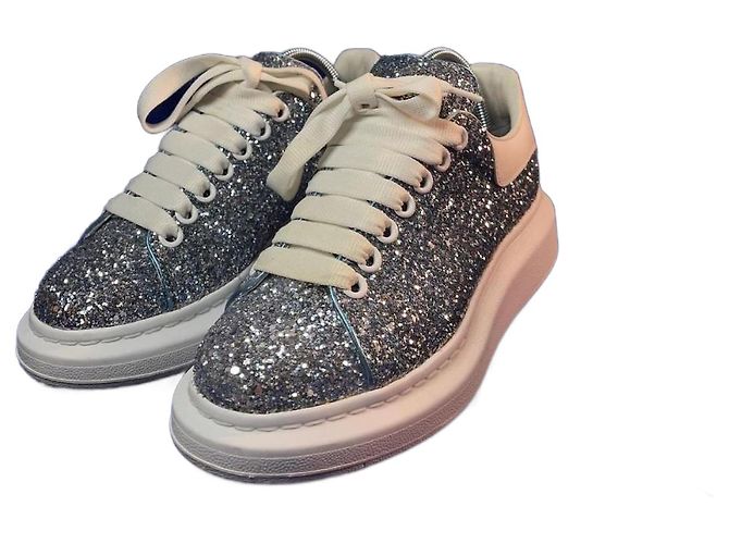 Alexander McQueen Oversized Sneakers Damen 38 Silber Weiß Türkis