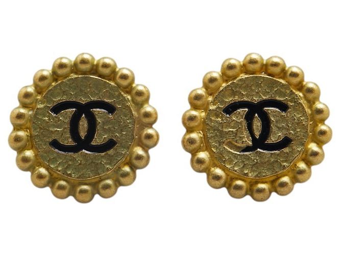 Boucles d'oreilles clips en plaqué or Chanel Coco Mark Doré