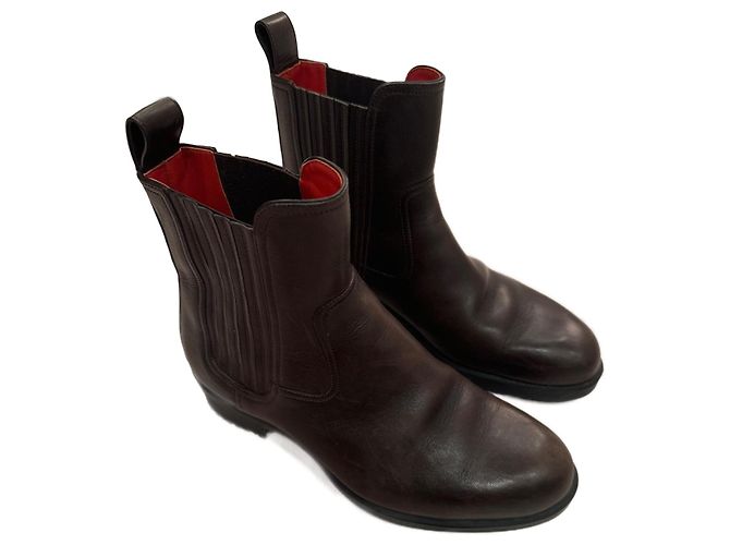 Botas Hermès Kross em couro marrom escuro Castanho escuro
