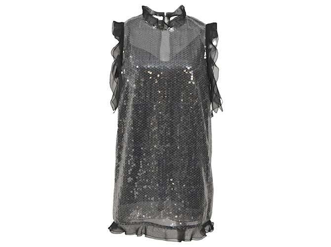 Sacai Sequined Sleeveless Top in Grey Nylon Polyester  ref.1751899
