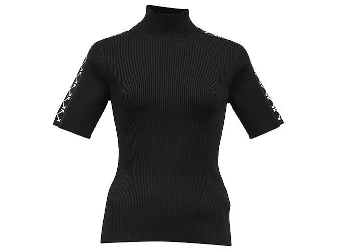 Off White Off-White Bold Arrow Band Turtleneck Top in Black Polyester
