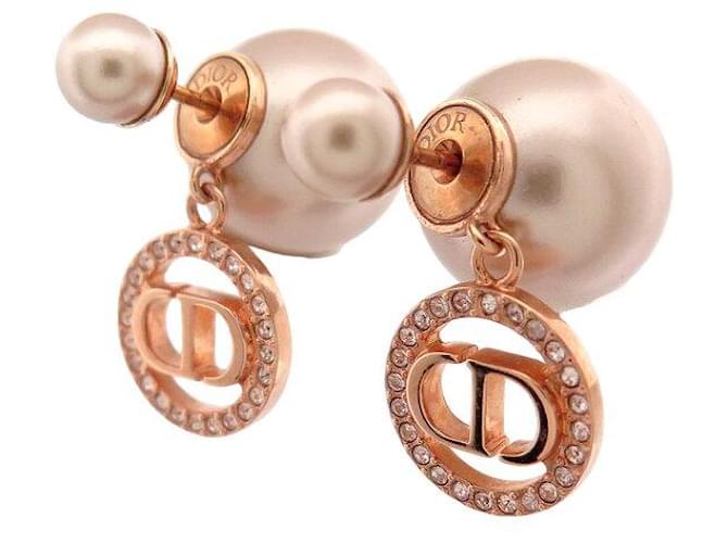 NINE DIOR TRIBALES CD LOGO STRASS PENDANT EARRINGS Golden