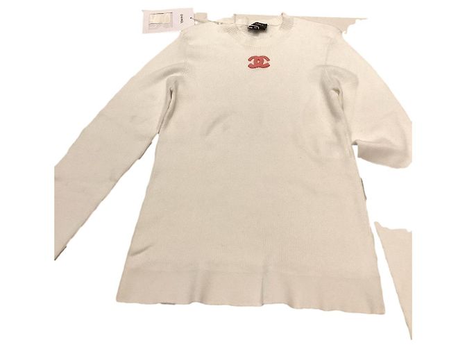 Chanel Strickpullover aus Wolle weiß 