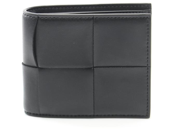 Bottega Veneta Maxi Intrecciato Bi-fold Wallet Black Leather  ref.1753782