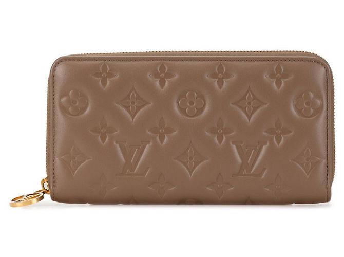 Louis Vuitton Monogram Embossed Zippy Wallet Beige Taupe