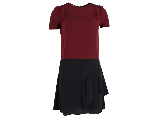 Abito bicolore Miu Miu in acetato bordeaux e nero Rosso Bordò