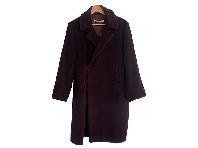 Abrigo Jil Sander de lana y angora granate Burdeos