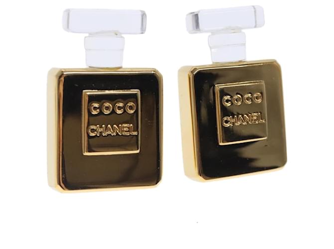 CHANEL Perfume Bottle Earring metal Gold CC Auth kk361