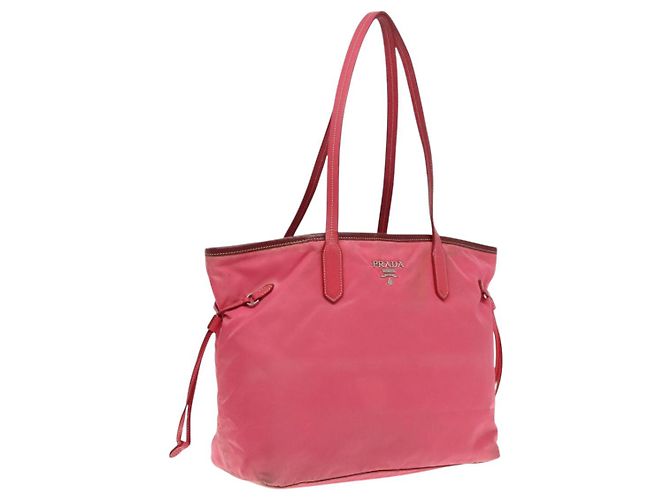 PRADA Nylon Tote Bag in Pink Silver authentisch mr613 Silber