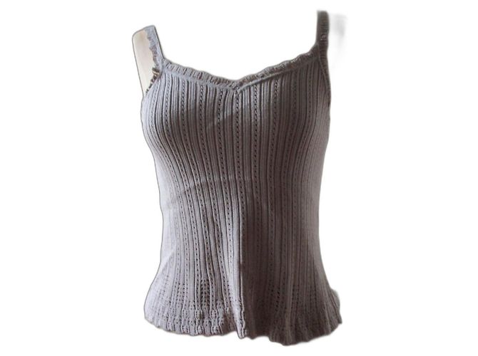Christian Dior Bustier de algodón y seda topo, talla 44. Gris pardo