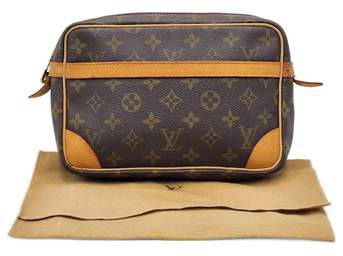 Bolsa clutch vintage Monogram Compiegne da Louis Vuitton Marrom Lona  ref.1756231
