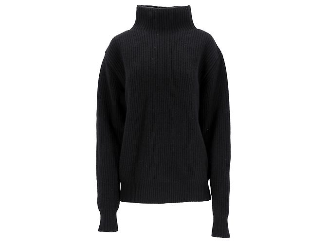 Autre Marque Hr. P. Strickpullover mit Rollkragen aus schwarzer Wolle