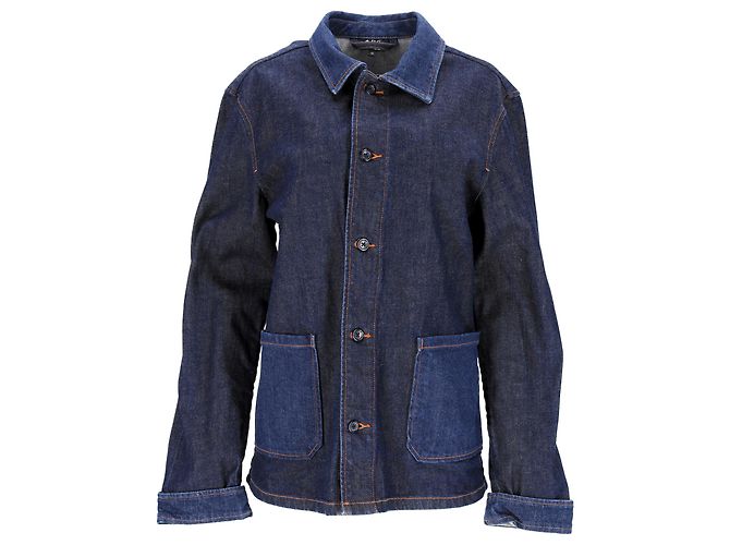 Apc Chaqueta Chore de Botones A.P.C. con Bolsillos en Denim de Algodón Azul
