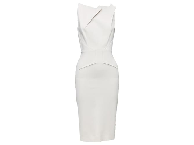 Roland Mouret beige origami pleat back zip shift dress Brown Cotton  ref.1756417