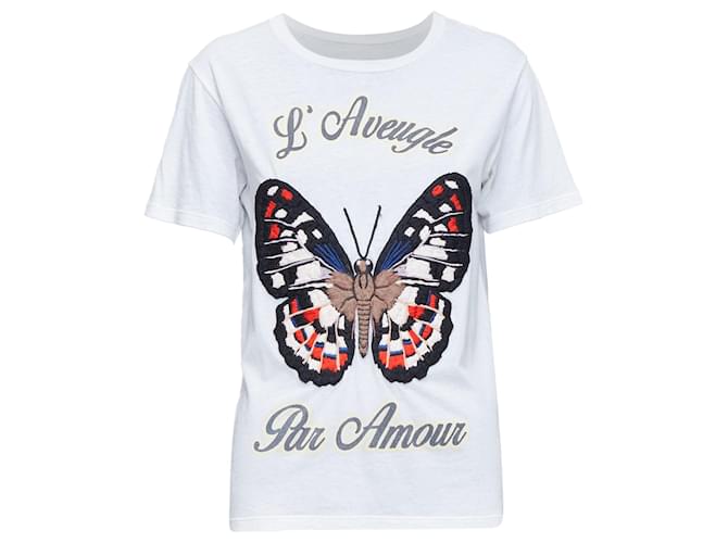 Gucci L Aveugle Par Armour butterfly embroidered tshirt