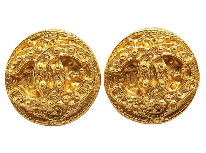 Goldplattierte Clip-Ohrringe Chanel Coco Mark Golden