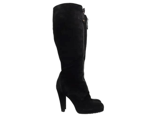 Bottes Gucci en cuir et fourrure noires