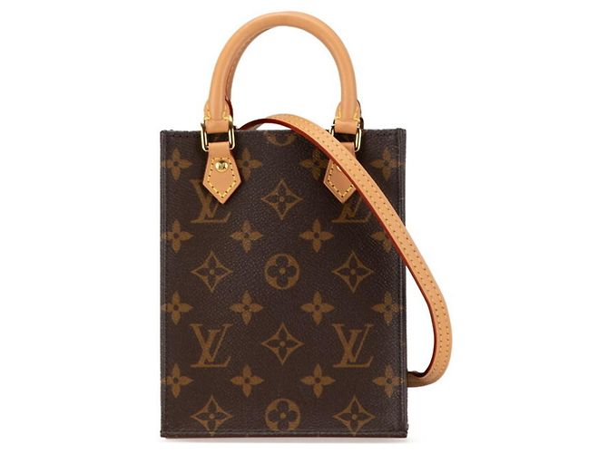 Sac à main Petite Sac Plat Monogram Louis Vuitton Marron Monogramme