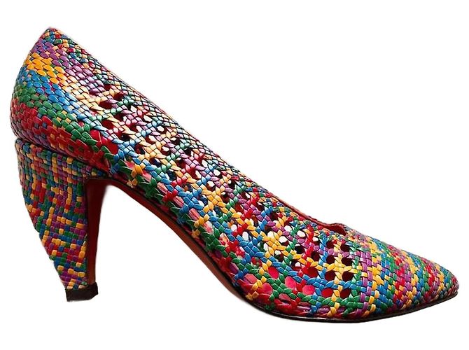 Philippe Model braided leather pumps multicolored Blue Multiple colors Yellow