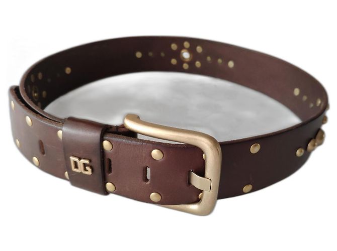 Dolce & Gabbana DOLCE&GABBANA LEATHER BELT WITH STUDS. Brown