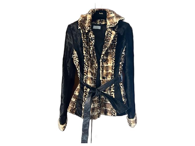 Autre Marque Jackets Brown Black Dark brown Fur  ref.1757351