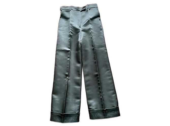 Guy Laroche Schwarze Plissierte Baumwollsatin Hose