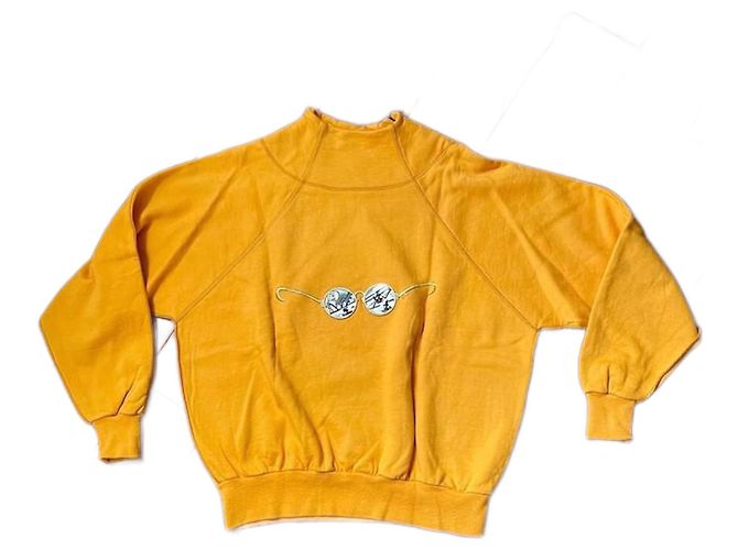 Sudadera Sonia Rykiel de algodón amarillo con bordado dorado Negro Plata