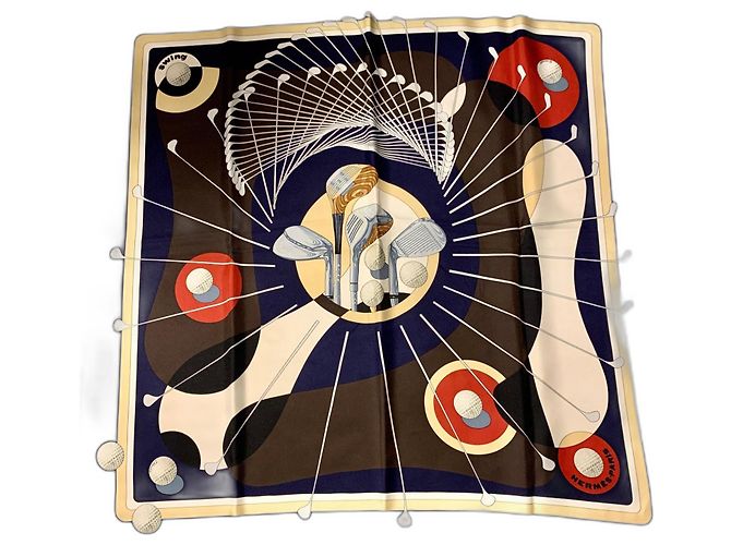 Pañuelo Hermès Swing de seda azul marino