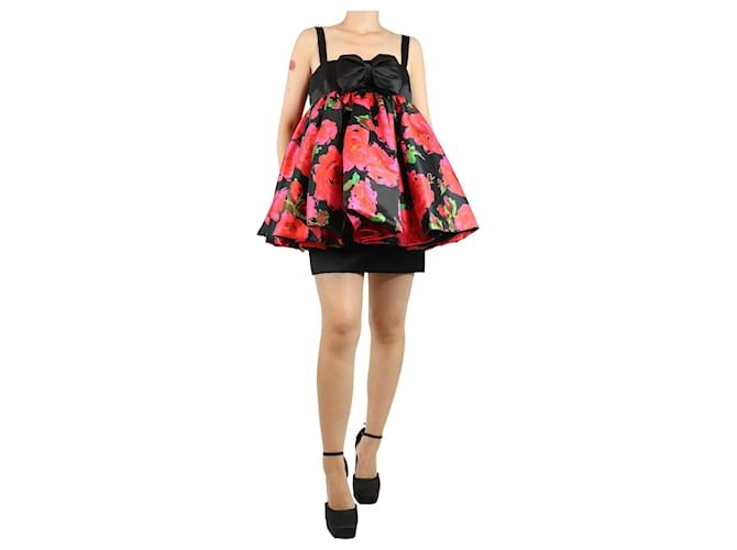 Autre Marque Multicolour satin floral mini dress - size UK 14 Multiple colors Polyester  ref.1757864