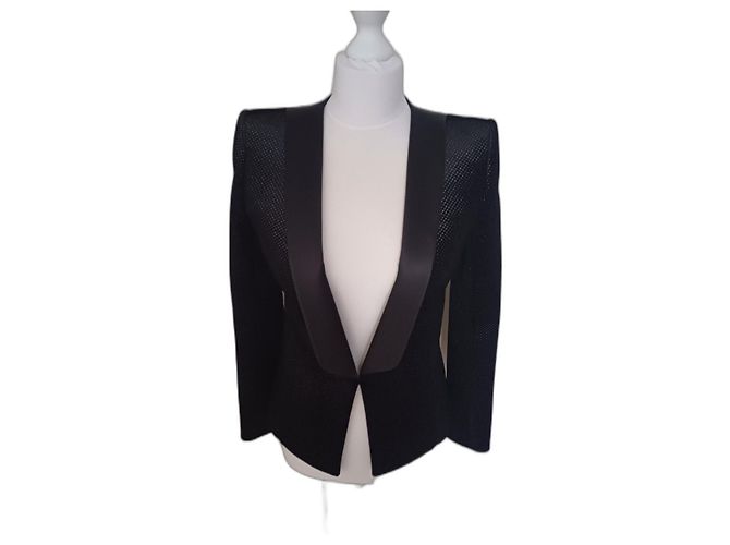 Blazer Balmain de veludo preto com bolinhas