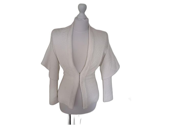 Balmain Jaqueta Curta de Algodão Branco com Capa