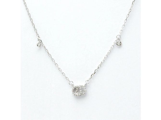 Collar Péndulo de Diamante Gucci GG Running Plata