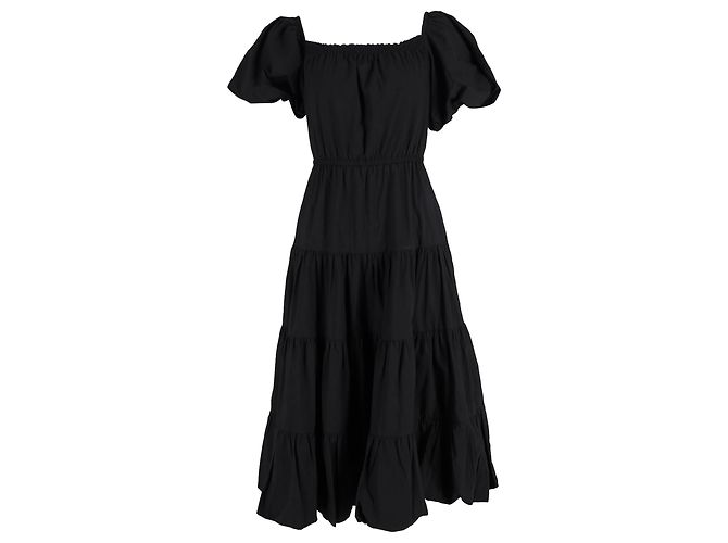 Vestido midi off-the-shoulder en algodón negro de la colección Jason Wu