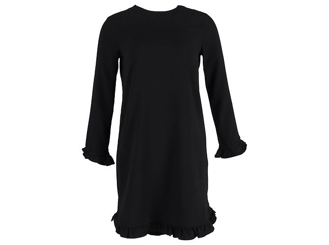 Vestido Mini em Crepe Ganni em Poliéster Preto