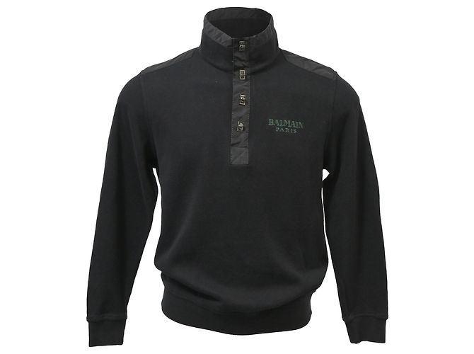 Balmain Logo Twisted Buttons Sweater in Black Wool