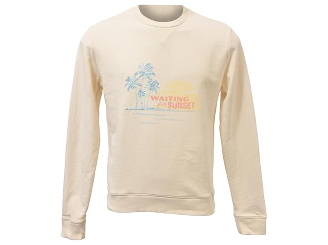  Saint Laurent Graphic Print Sweatshirt in Pastel Yellow Cotton  ref.1759094