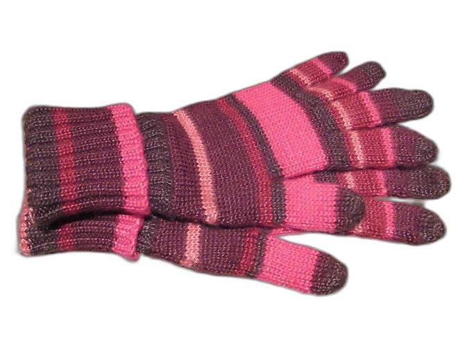 Autre Marque Guantes de lana a rayas InWear Castaño Rosa Roja Fucsia