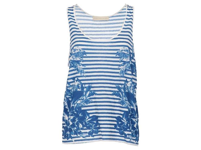 Stella Mc Cartney Top de algodón a rayas Stella McCartney - Años 2010 Blanco Azul Arena