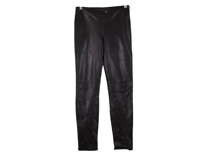 Leon & Harper Calças de couro slim Preto