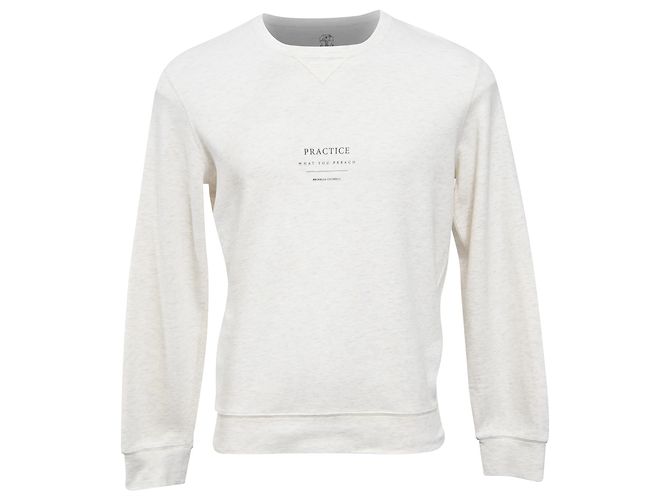 Brunello Cucinelli Printed Crewneck Sweatshirt in White Cotton