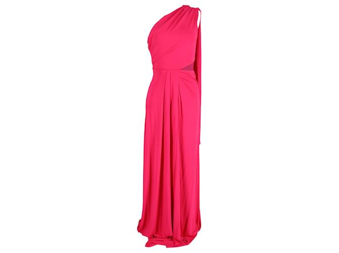 Autre Marque  Saloni Draped Maxi One-Shoulder Cutout Dress in Pink Viscose Cellulose fibre  ref.1761307