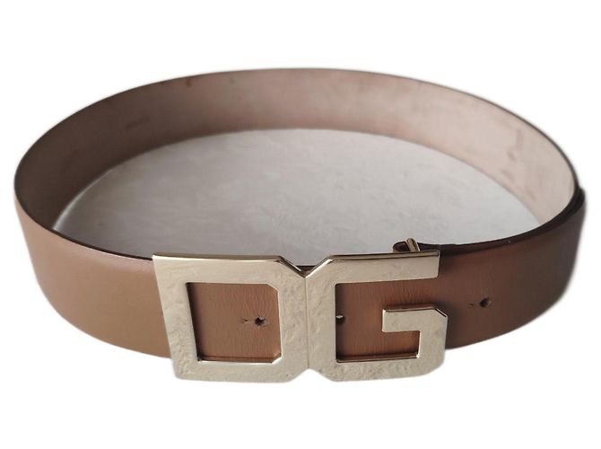 Dolce & Gabbana DOLCE&GABBANA PYTHON LEATHER BELT WITH DG BUCKLE. Light brown