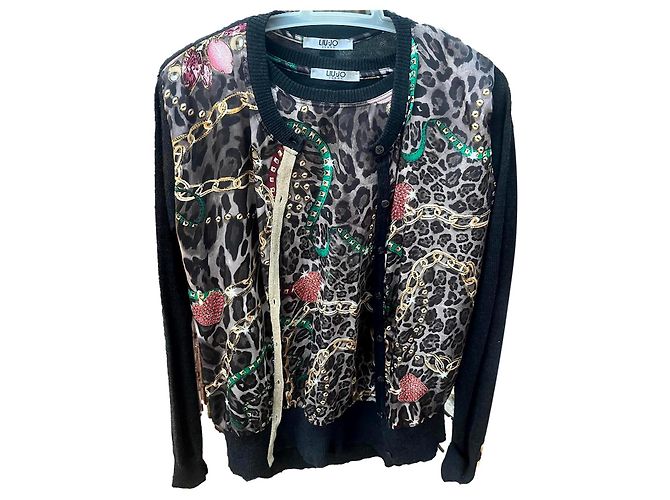 Liu.Jo Twin-set Kurzarmpullover und Strickjacke Wolle Mehrfarben