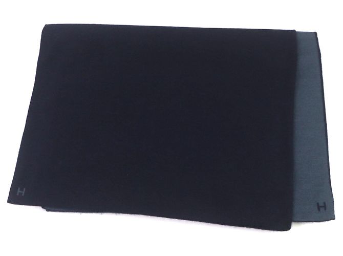 Hermès Sciarpa reversibile in cashmere e seta HERMES Alle Retour Blu