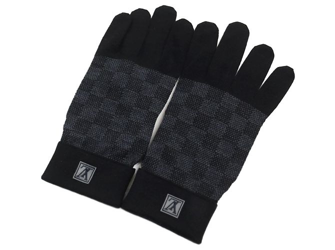 Guantes Louis Vuitton Damier de lana con logo LV Negro