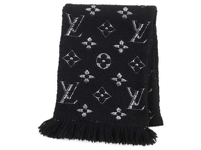 Louis Vuitton Monogram Scarf Black Silver